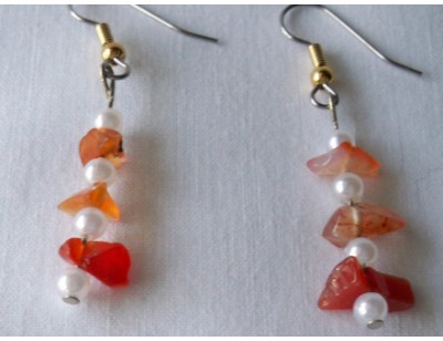 Carnelian Agate & Pearl earrings