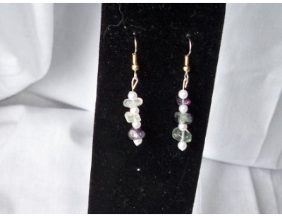 Rainbow Fluorite & Pearl earrings