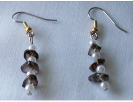 Smoky Quartz & Pearl earrings