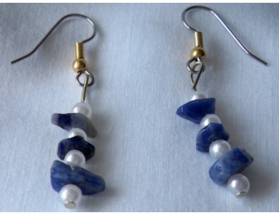 Sodalite & Pearl earrings