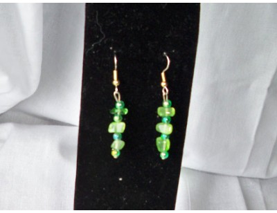 Green Dyed Agate & Green AB Bead earrings