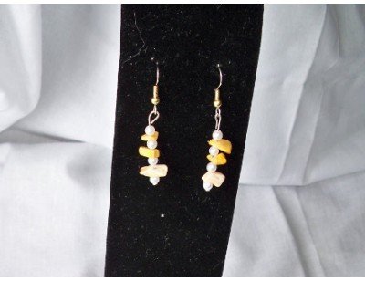 Crazy Agate & Pearl earrings