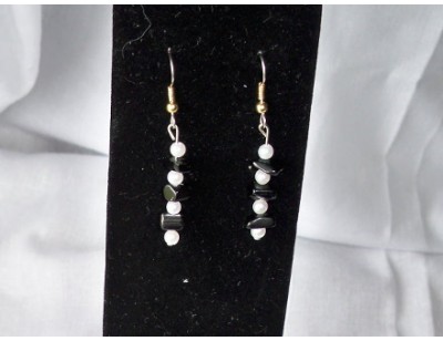 Black Onyx & Pearl earrings