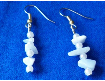 Blue Lace Agate & Pearl earrings