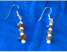 Tiger Eye & Pearl earrings