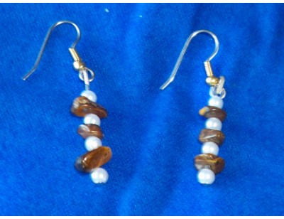 Tiger Eye & Pearl earrings