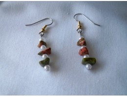 Unakite & Pearl earrings