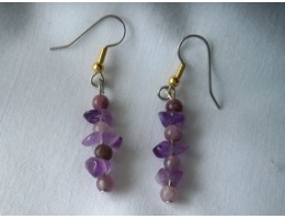 Amethyst Chip & Bead earrings