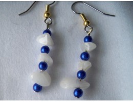 White Aventurine & Dark Blue Pearl earrings
