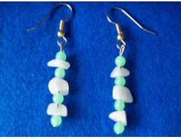 White Aventurine & Mint Green Bead earrings