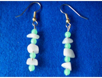 White Aventurine & Mint Green Bead earrings