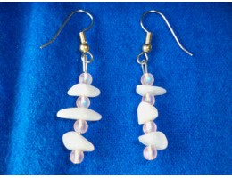 White Aventurine & Pale Pink Translucent Bead earrings