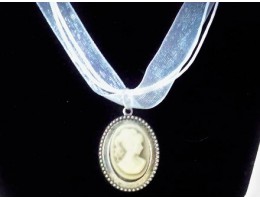 Organza Ribbon Necklace with Cameo