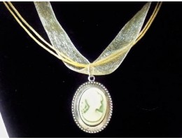 Organza Ribbon Necklace with Cameo