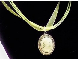 Organza Ribbon Necklace with Cameo