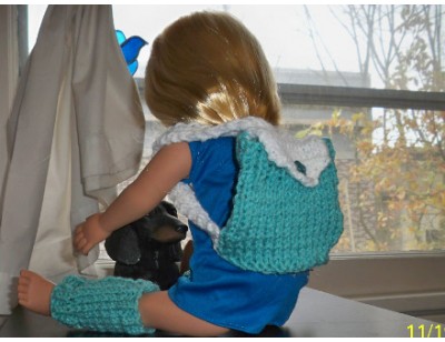 Knit Leg Warmers and Matching Backpack for 18-inch Doll