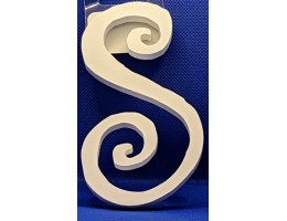 Wood Curlicue Letter, 5 in., "S"