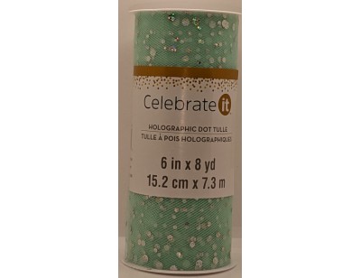 Holographic Dot Tulle - Mint