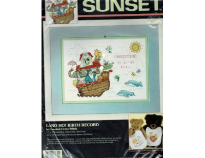 Land Ho! Birth Record counted cross stitch kit Land Ho! Birth Record counted cross stitch kit