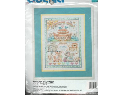 Noah's Ark Birth Record Counted Cross Stitch Kit