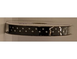 Ribbon, Burlap, Polka Dot, 3/8 inch - Black with White Dots