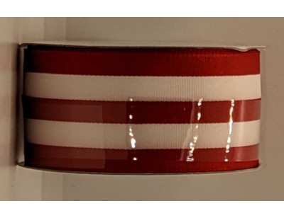 Ribbon, 1.5 inch wide - Red & White Stripe