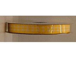 Ribbon, Satin, Gingham, 3/8 inch wide - Yellow