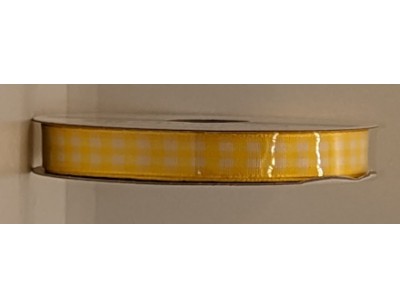 Ribbon, Satin, Gingham, 3/8 inch wide - Yellow