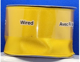 Ribbon, WIRED, Satin Sonic Edge, 2.5 inch wide - Bright Yellow