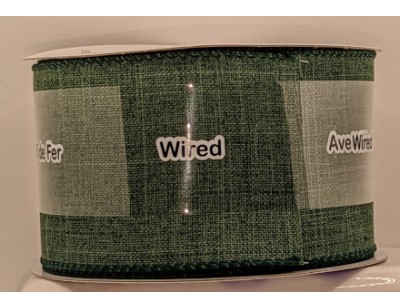 Ribbon, WIRED, Faux Linen, 2.5 inches wide - Evergreen