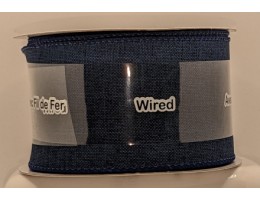 Ribbon, WIRED, Faux Linen, 2.5 inches wide - Navy