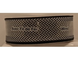 Ribbon, WIRED, Herringbone, 1.5 inch wide - Black & White
