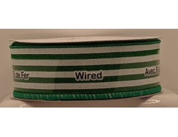 Ribbon, WIRED, Faux Linen, Thin Stripe, 1.5 inch wide - Kelly